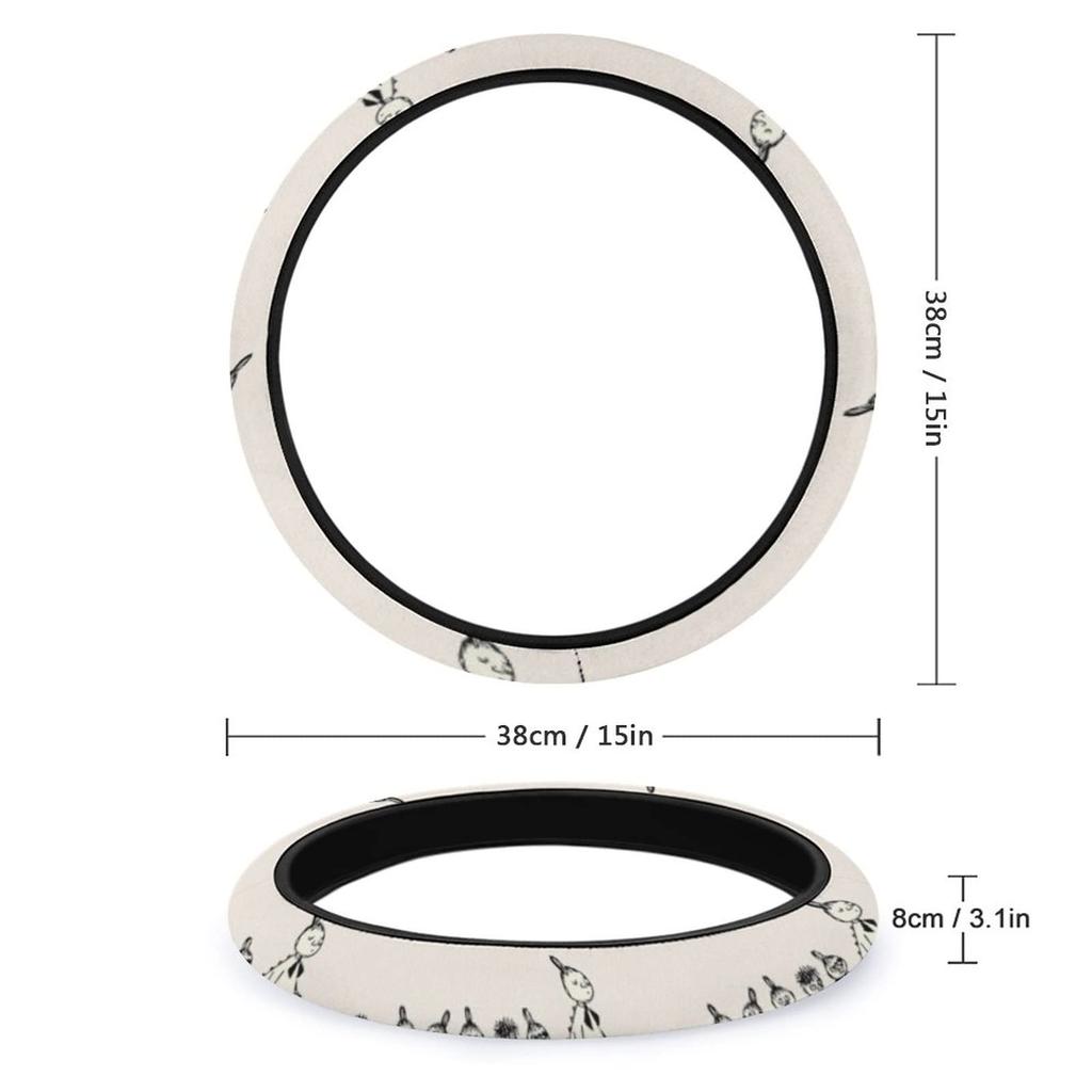 Moomin Car Steering Wheel Cover for Kei and Standard Comfortable To the Luxury Interior Suitable for All 38cm Cars, Stylish, Non-Slip,