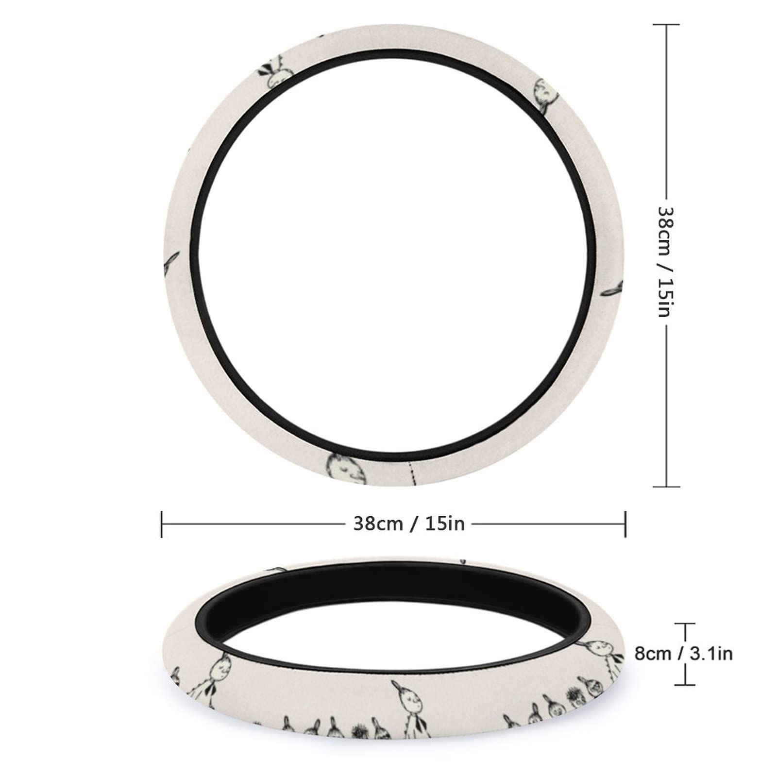 

Moomin Car Steering Wheel Cover for Kei and Standard Comfortable to the Luxury Interior Suitable for All 38cm Cars, Stylish, Non-Slip,