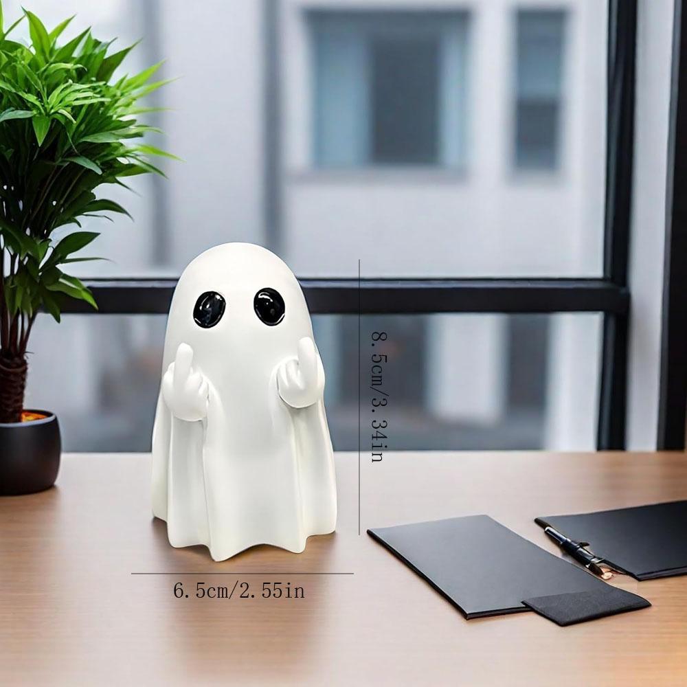 Halloween Ghost Figurine - Spooky Resin Ghost Statue, Cute Finger Ghost Ornaments, Perfect for Indoor & Porch Halloween Decor