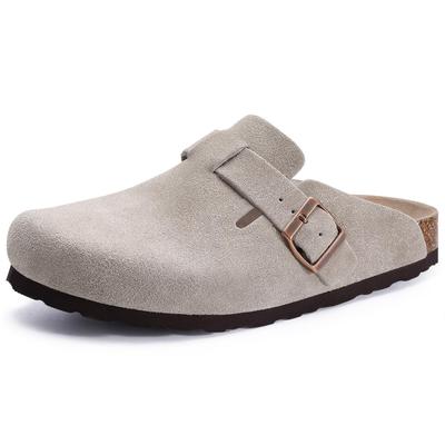 Fashion Smile PoP Women's Suede Clog Leather Mules Men Suede Clogs Shoes Arch Support Potato Shoes Comfort Cork Footbed Antiskid Slides