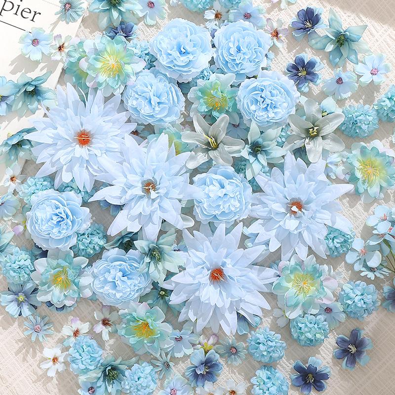 

20Pcs/Set Blue Artificial Flowers Head for Home Room Decor Craft Wreath Wedding Christmas Decoration Navidad New Year 2026 Gift 20Pcs синий