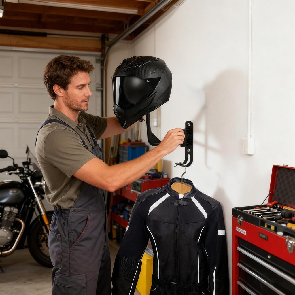 Motorcycle Helmet Hook Wall Mounted Display Rack Helmet Mount Wall-Mounted For Home Bedrooms Living Room Garage Gear Clothes