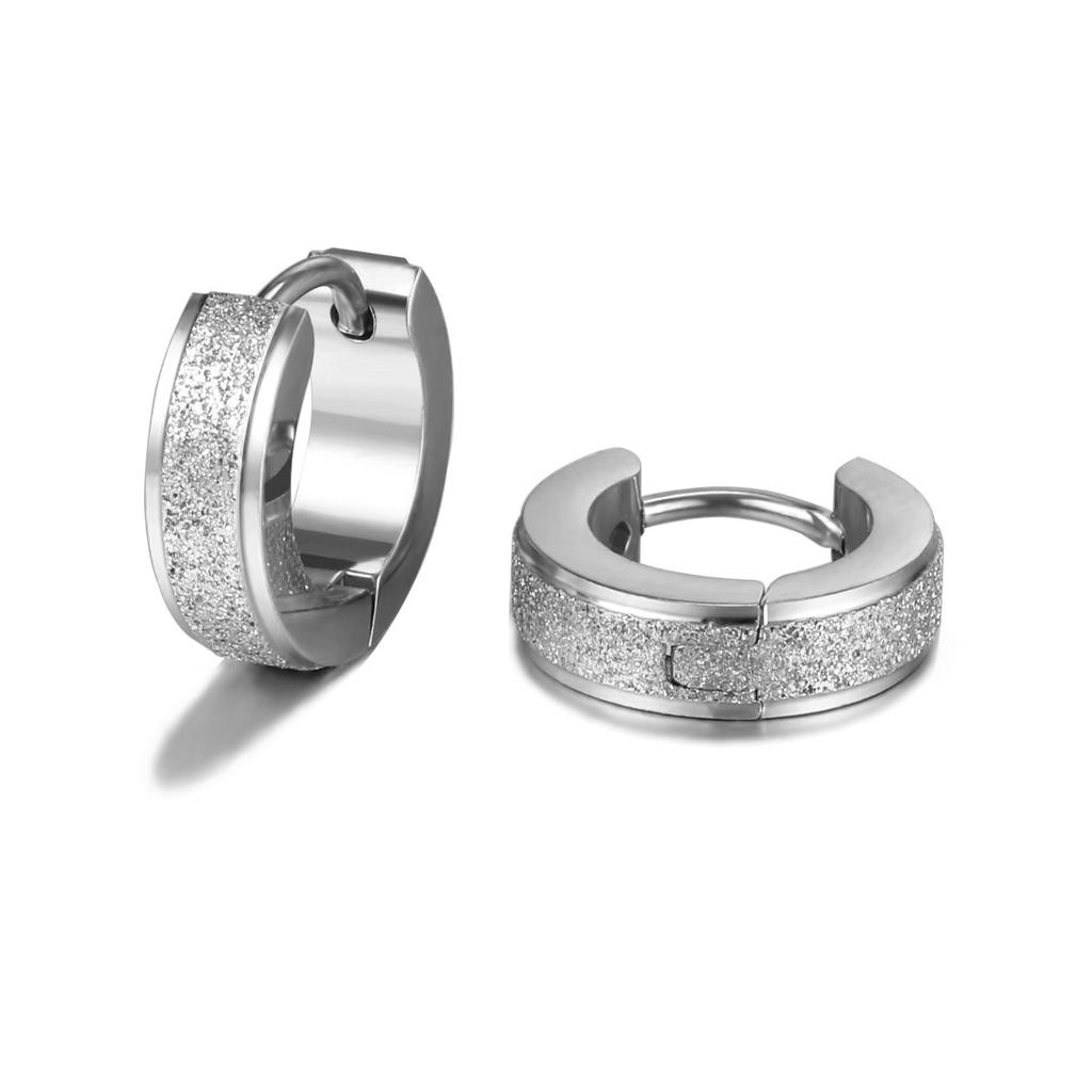 1 Pair Punk Titanium Steel Ear Clip/Ear Stud Earrings For Men Women Black Pierced/No Pierced Fake Ear Circle Pop Jewelry