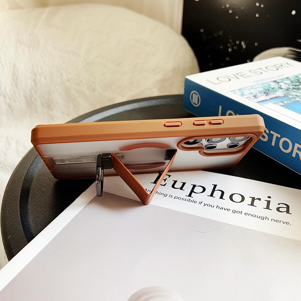 KEYSION Magnetic Phone Case for Samsung Galaxy S23 S24 25 Ultra Translucent Matte Silicone+PC Upright Kickstand Shockproof Back Cover