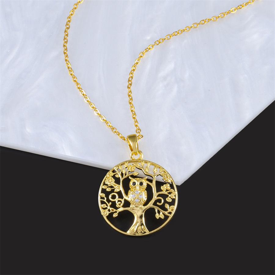 

Fashionable Titanium Steel Life Tree Owl Pendant Necklace