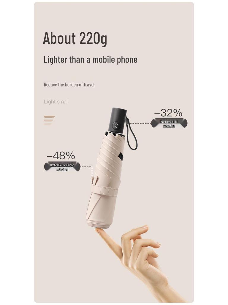 220g Ultralight Japan Mini Pencil Automatic Umbrella: Anti-Rebound, Retractable, Ideal for Rain or Shine.