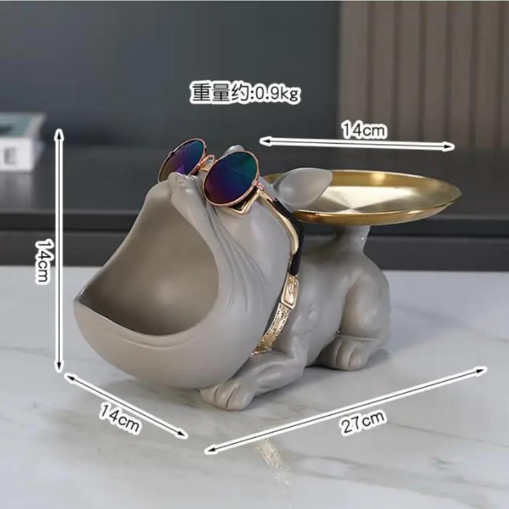 Cool French Bulldog Butler Décor with Tray Big Mouth Dog Statue Home Décor Storage Box Animal Resin Sculputre Figurine Art Gift
