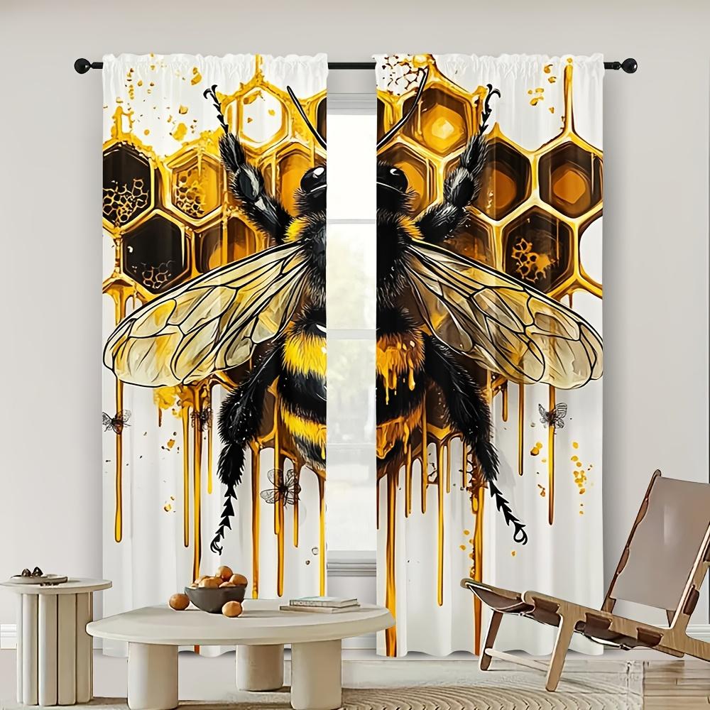 Fenstervorhänge Bienenwaben Polyester Ohne Strom Wanddekor Geeignet Raum Ästhetischer Vorhang