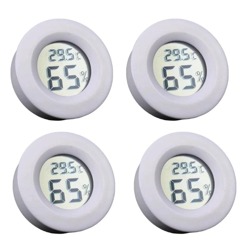 

4pcs Mini Hygrometer Thermometer Fahrenheit or Celsius Meter Digital LCD Monitor Indoor Room Round Humidity Temperature Gauge