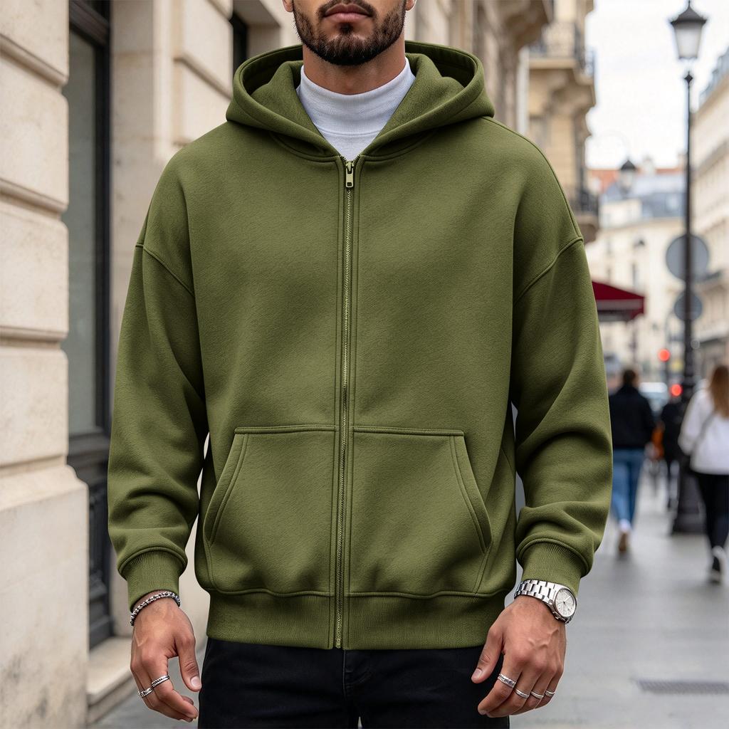 Unisex Hooded Cardigan Sweatshirt Jacket for Fall and Winter Casual Wear