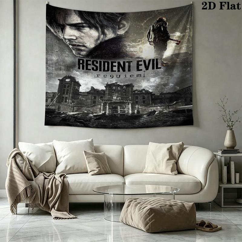 Resident Evil Wall Tapestry Aesthetic Wall Hanging Printed Fabric Blanket Decorative Tapestries For Bedroom Living Room Home Decor