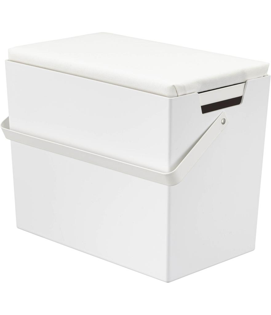 Yamazaki Jitsugyo 5457 Iron Storage Case with Lid That Can Be with Handle Ironed, White, Approx. W33XD20.5~20XH26~31 (including Handle) Cm, Tower,