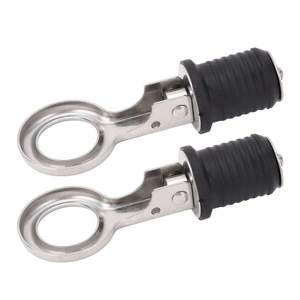 2PCS Boat Plug Snap Handle Stainless Steel Boat Drain   Plug Marine Rubber Plug Accessories for Ships Yachts