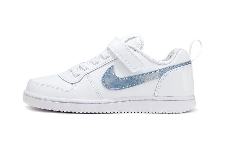 

Nike Court Borough Low Hook and loop Low top Skateboard Shoes White Blue Children Aged 3 7 Years Old 870028-102 28