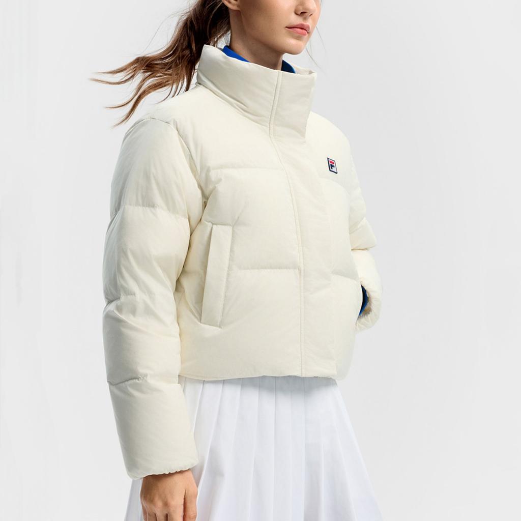 FILA Tennis Classic Minimalist Fashion Casual Sports Tennis Style Versatile Warm Short Goose Down Jacket Women jackets Jade-White A11W543925FWT
