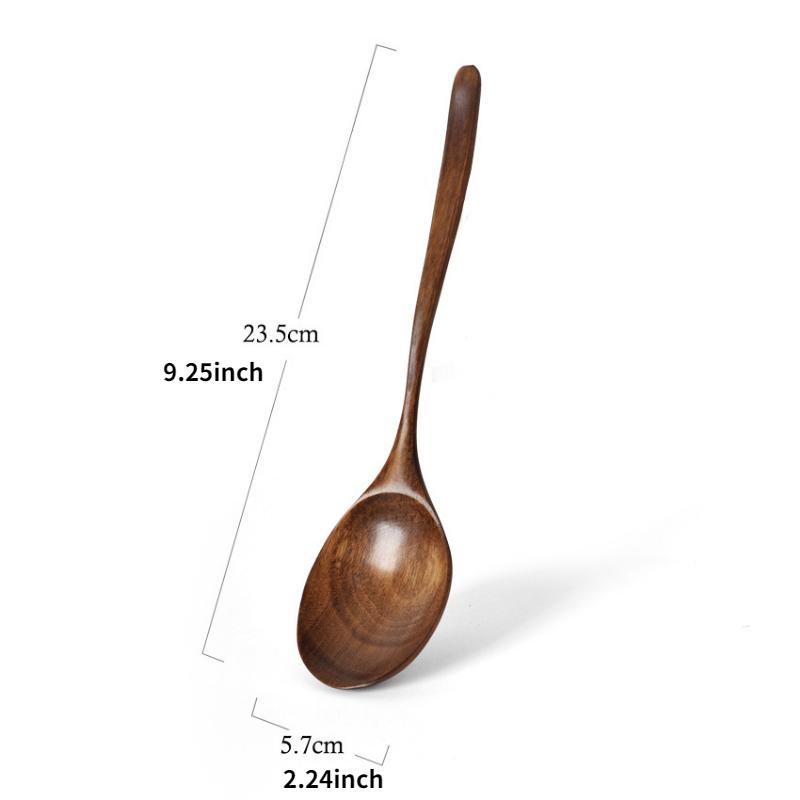 Nanmu Wooden Spoon Tableware Kitchen Cooking Utensil Tools Soup Rice Catering Long Handle Spoon,1pc