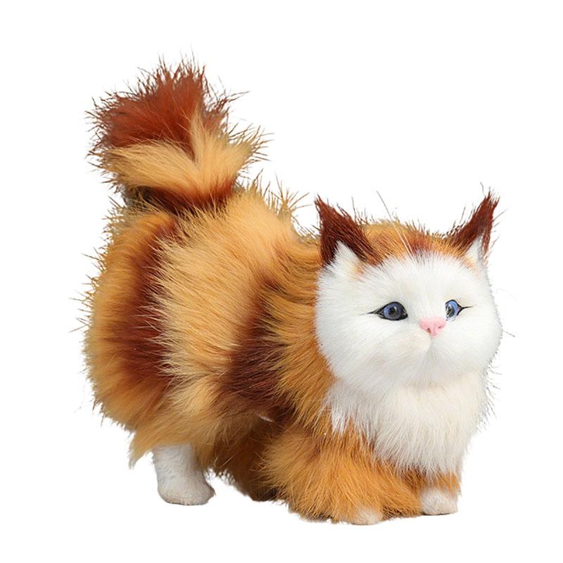 Simulation Cute Cat Plush Toys Soft Stuffed Kitten Model Fake Cat Realist Animals For Kids Girls Birthday Valentine'S Day Gift
