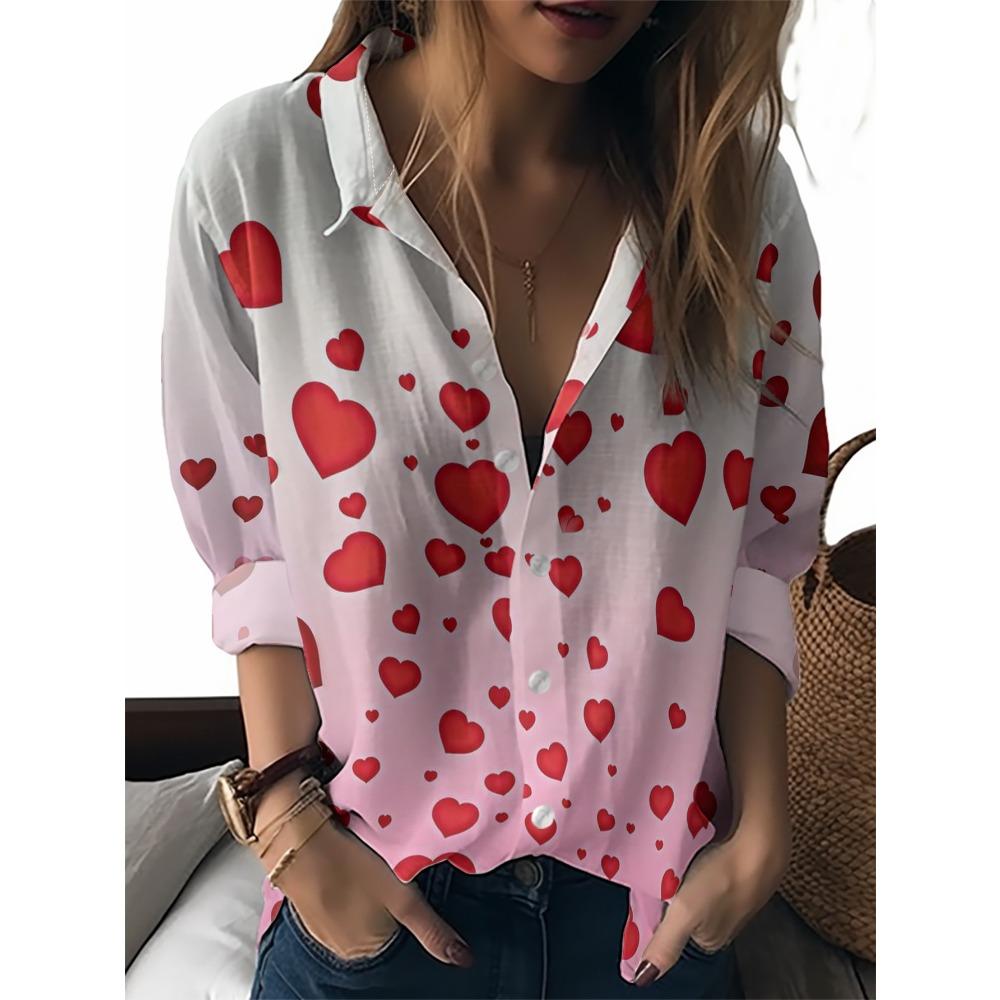Sommer Minimalistisches Hemd mit Digitalem Blumenprint Knopfleistenhemd Oberteil für Damen Hawaiianischer Strandurlaub Lässiges Hemd