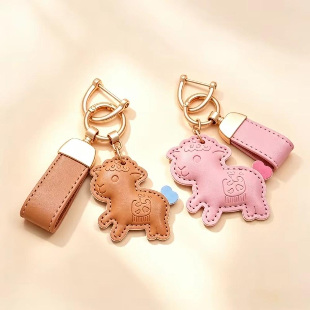 PU Leather Goat Keychain Handmade Animal Keychain Sheep keychain  Zodiac Year of the Sheep Gift