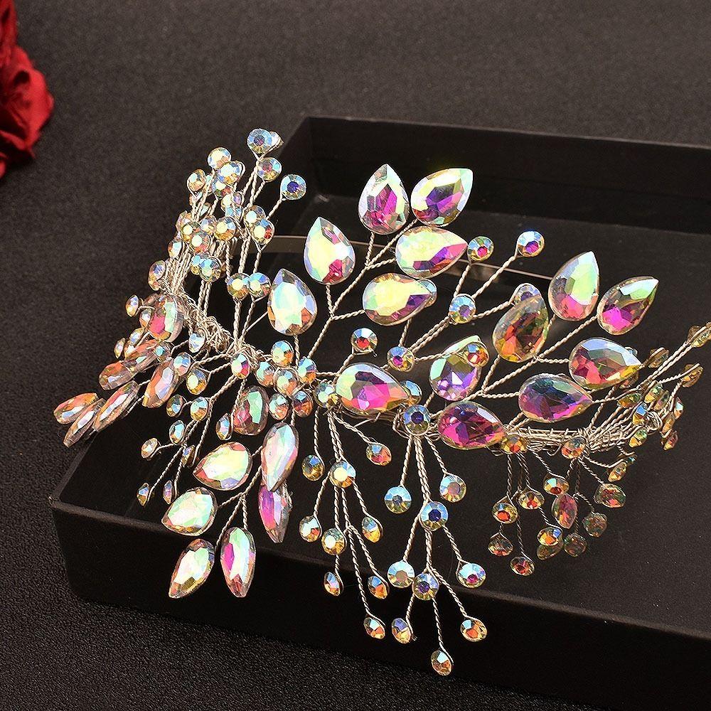 Rhinestone Wedding Hair Accessories Leaf Design Bridal Headband Bridal Headpiece  For Women