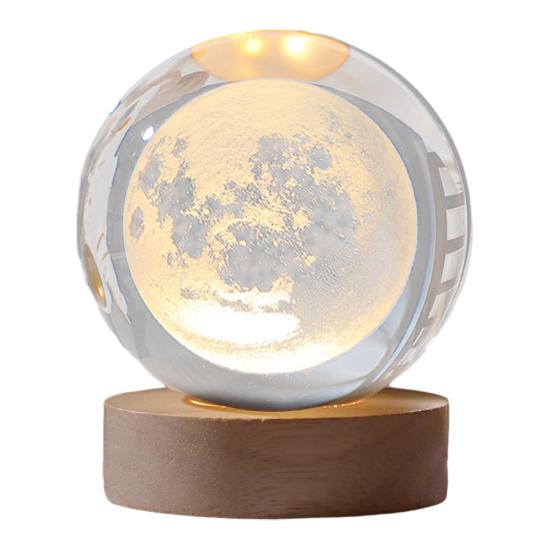 Faux Crystal Ball Night Light 3D Space/Cloud/Astronaut Engraved Clear Ball with LED Light for Bedroom Living Room Birthday Gift for Teens Boys Girls