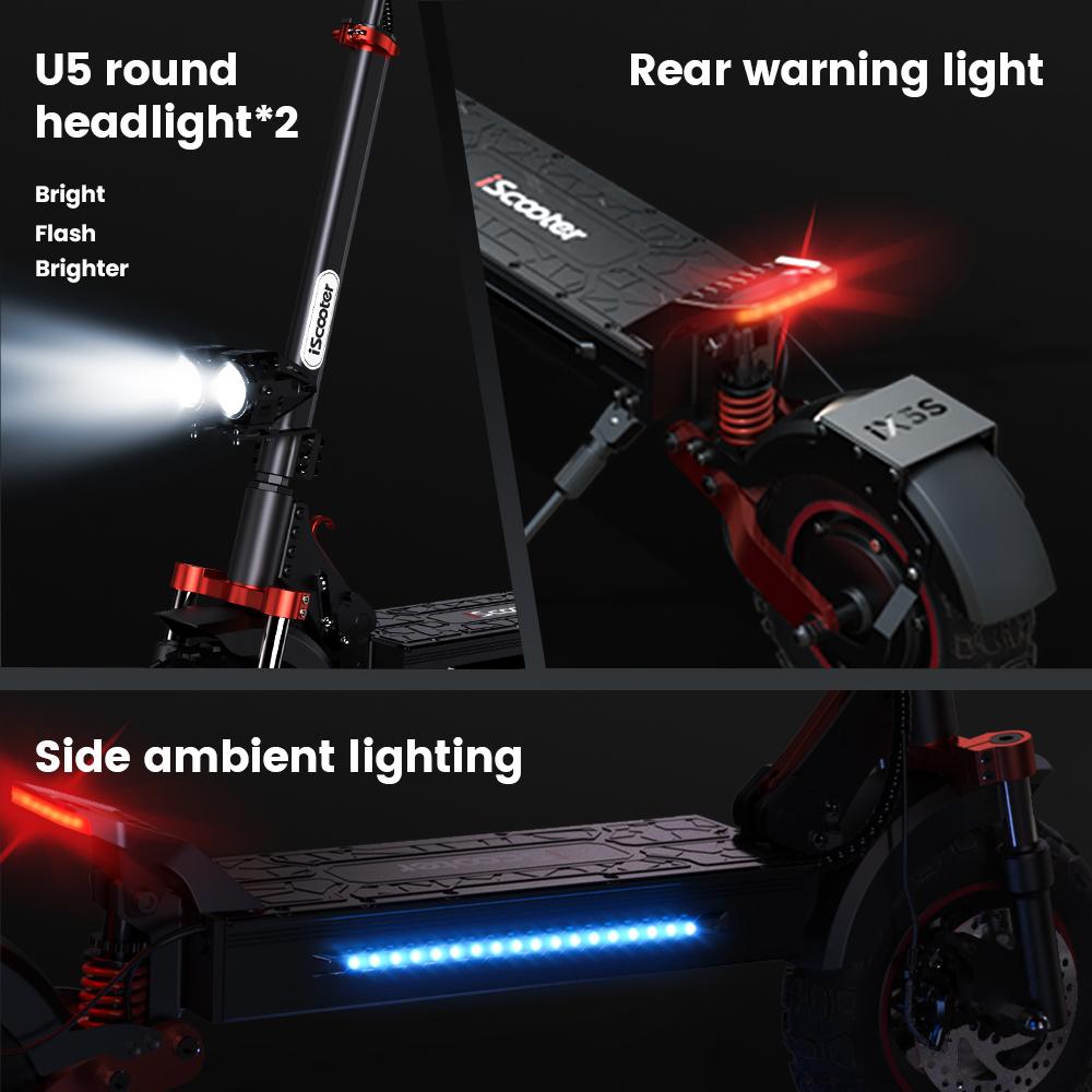 iScooter iX5S Electric Scooter 1000W 15Ah 11'' Off-Road Pneumatic Tires speed 25KM/H 60-65KM Range Adult Electric Scooters