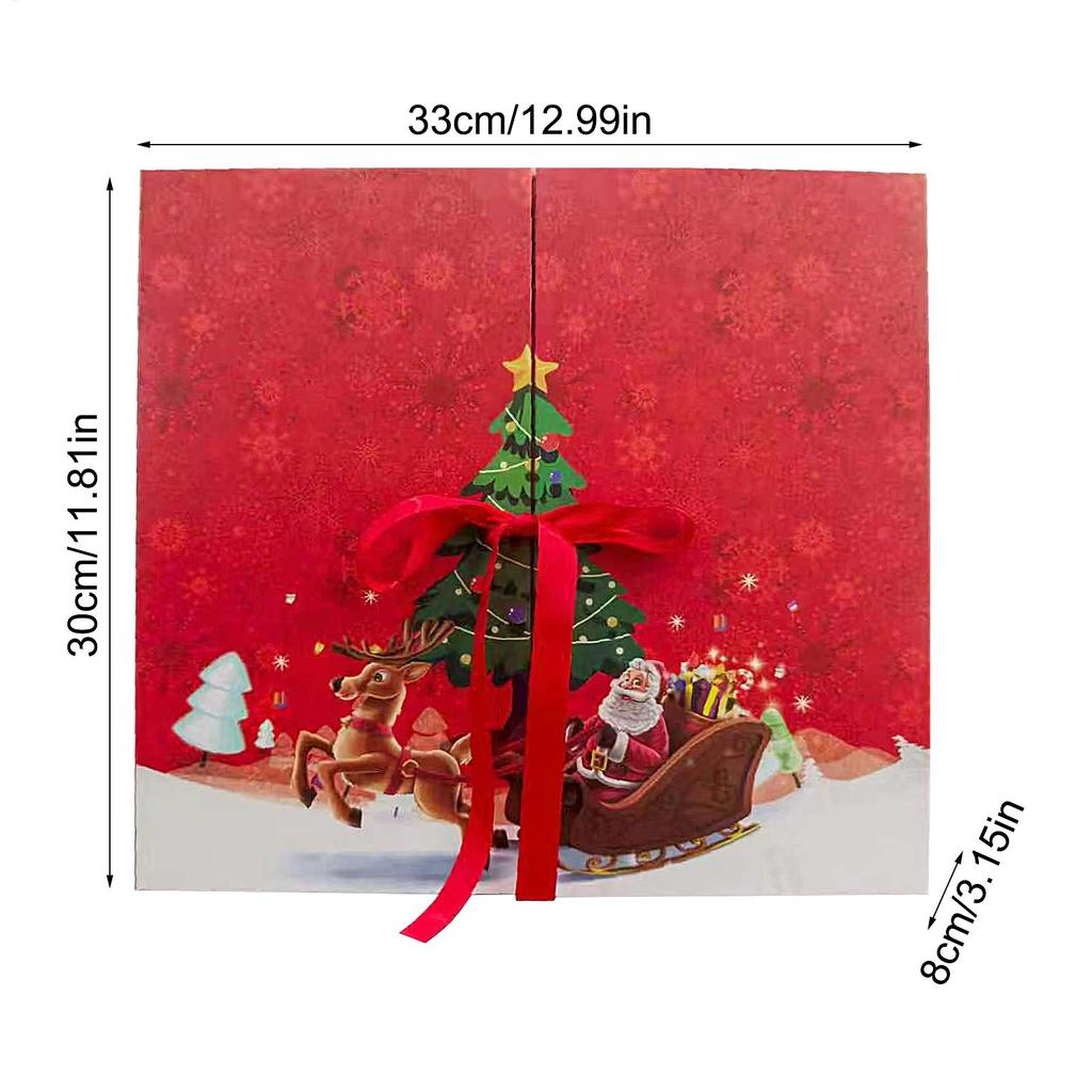 2025 Christmas Advent Calendar Empty Gift Box 24 Days Countdown Printed Santa Claus Collectible Box for Home Kitchen Party Decor