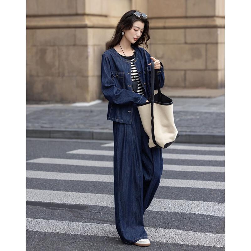 Completo due pezzi in denim e cotone nuvola da donna Demana