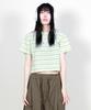 Deumakeu Multi-Stripe Crop Short Sleeve T-Shirt Yallo