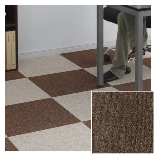 Set of 10 Iris Plaza Tile Carpet, Dark Brown, 50x50cm, Made In Japan, Non-Slip, Joint, MJ-10011
