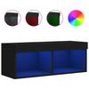 TV Cabinet with LED Lights Black 80 x 30 x 30 cm