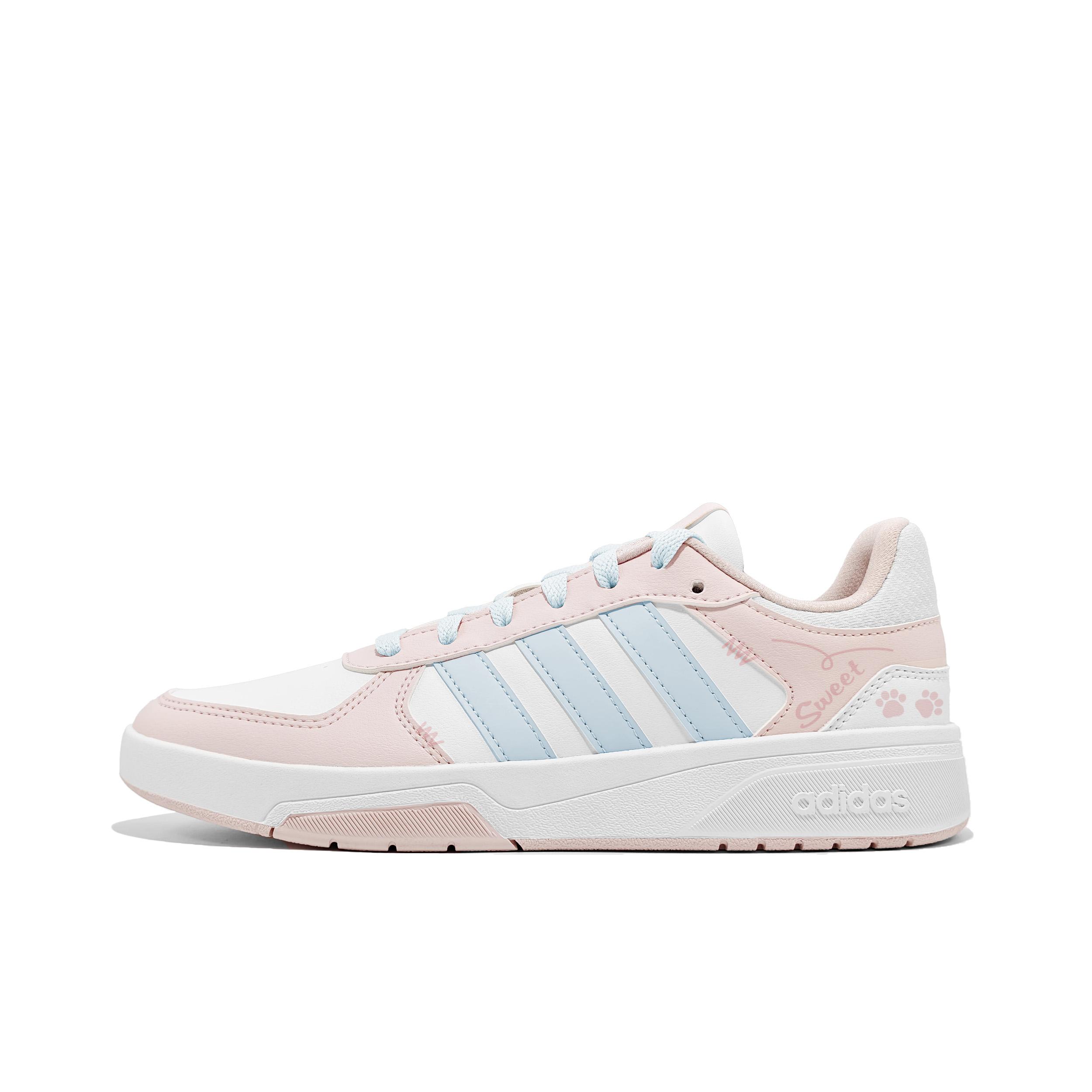 Adidas COURTBEAT Pink Cute Cat Paw Synthetic Leather Slip Resistant Cushioning Abrasion Resistant kI6785(Team1002-) 35⅔