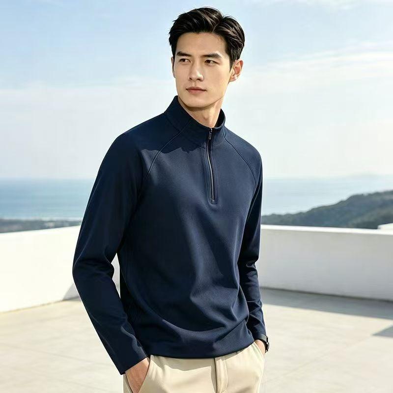 Sweater Autumn and Winter Simple Style Daily Bottom Shirt Casual Versatile Half Zipper Sports Casual Long Sleeve