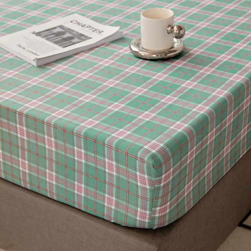 Cotton Fitted Sheet Soild Color with Elastic Band Non Slip Adjustable Mattress Cover Soft Comfortable for Double King Queen Size