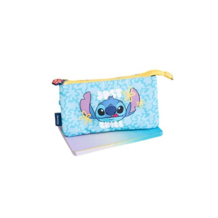 Trousse 3 compartiments - disney - stitch tropical - multicolore - synthétique - enfant