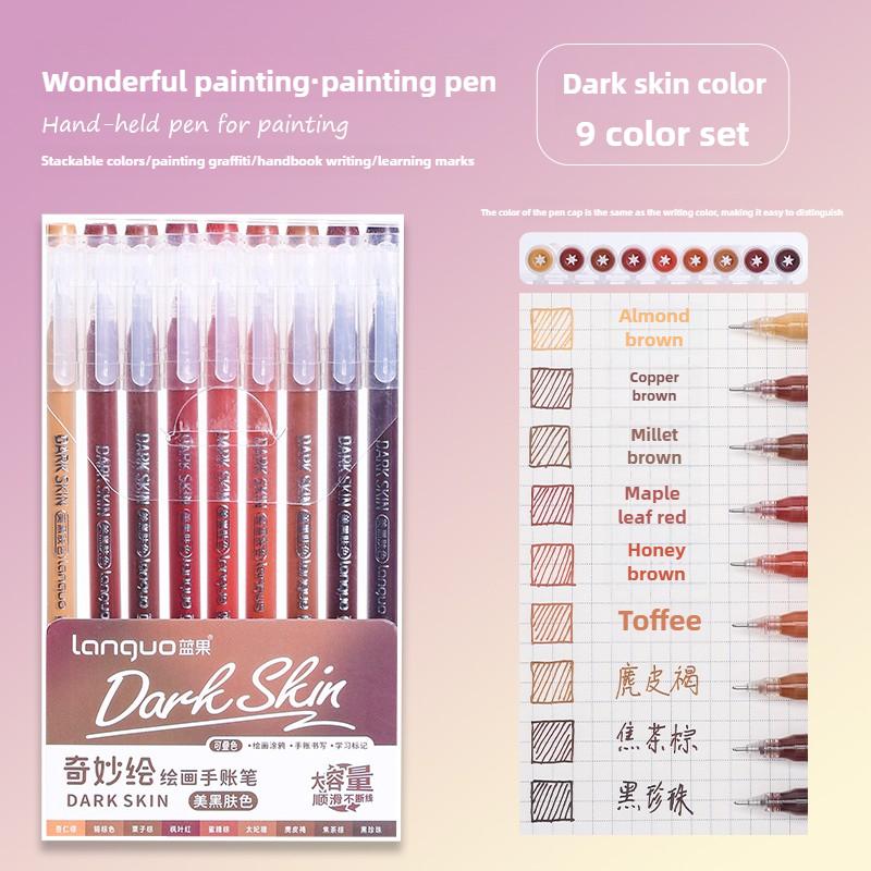 Languo 198/9 pcs/set Drawing Highlighter Morandi Gel Pen Art Markers Soft Color Painting Pen Students School Supplies Stationery