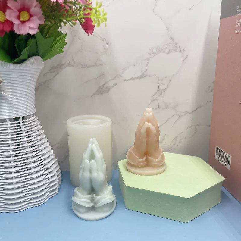 3D Prayer Gesture Candle Silicone Mold Handmade Hand in Hand Buddha Hand Aromatherapy Molds Gypsum Crafts Desktop Ornament