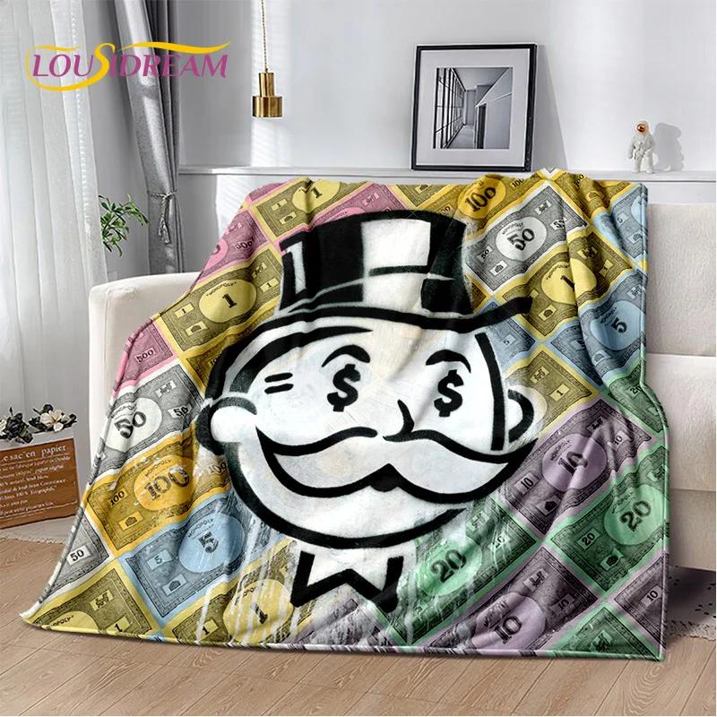 Games Dollar Monopoly Cartoon Money Soft Blankets,Keep Warm Throw Blanket Comfortable Blanket for Picnic Beds Sofa Home Bedroom