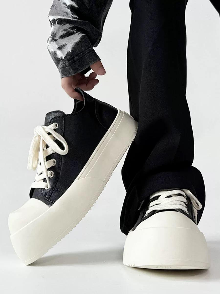 

Чжу Чжэнтин x Ван Линькай Минималистичные мужские кроссовки с большой головой: Трендовые кожаные туфли дерби с толстой подошвой и ароматом молока 44 чёрный