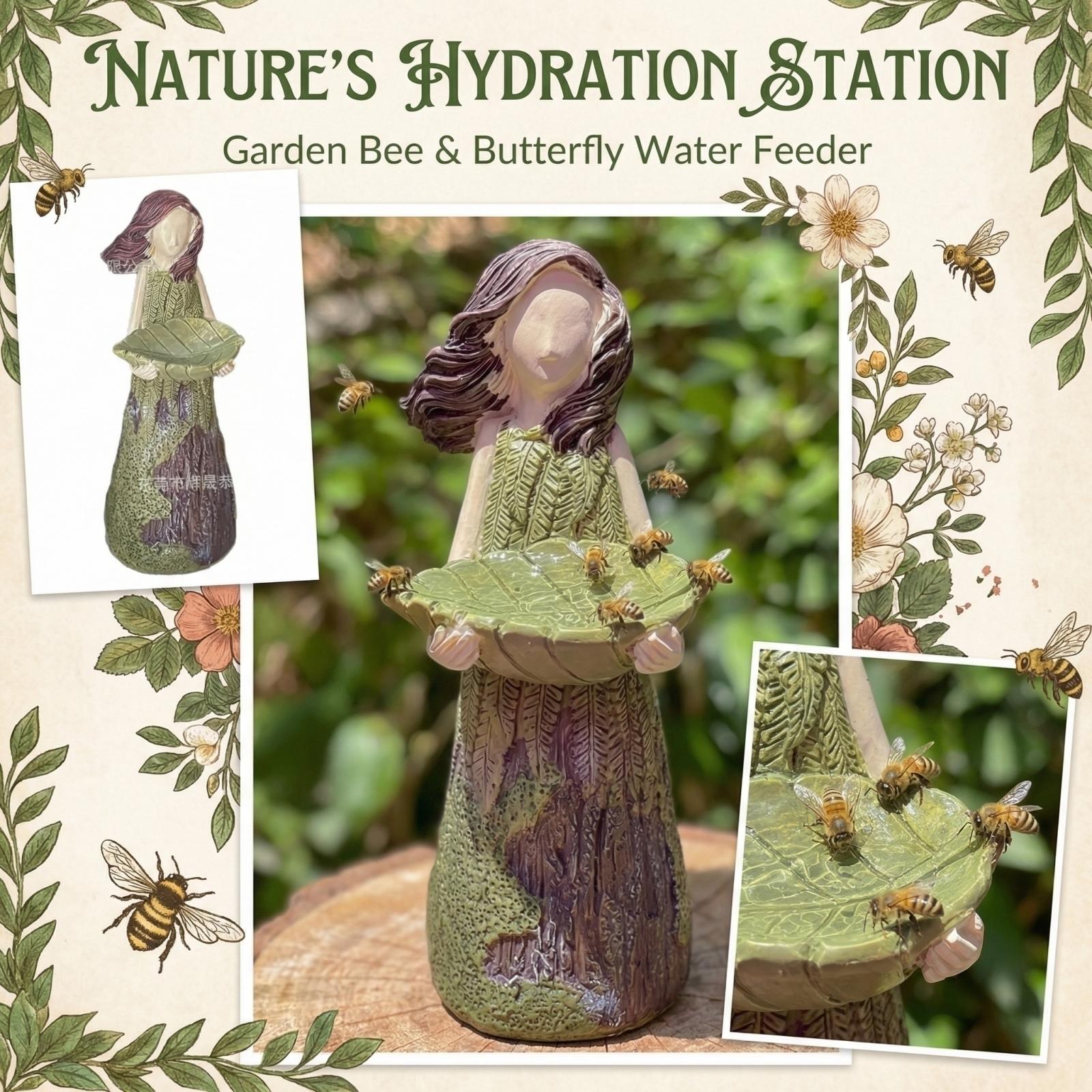 

Garden Girl Sculpture: Bee And Butterfly Water Feeder One Size