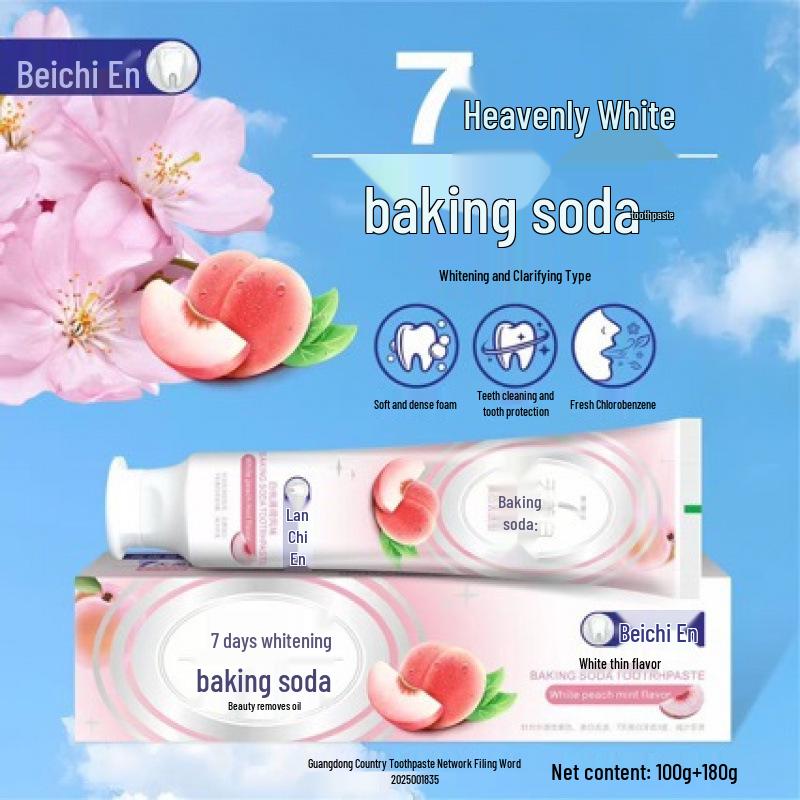 Cherry Blossom & White Peach Whitening Fluoride Toothpaste - Fresh Breath & Stain Removal.