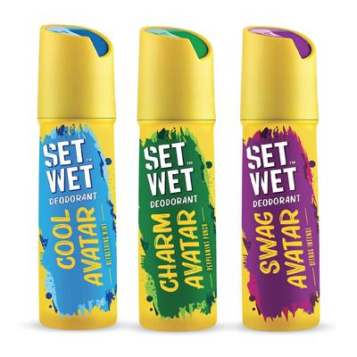 Set Wet Cool, Charm and Swag Avatar Deodorant Spray Perfume, 150 Ml Each (Pack of 3)