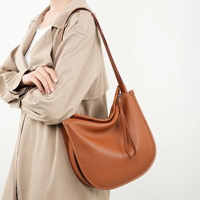 Genuine Leather Underarm Shoulder Bags For Women  Trend Designer Half Moon Purses Crossbody Ladies Handbags