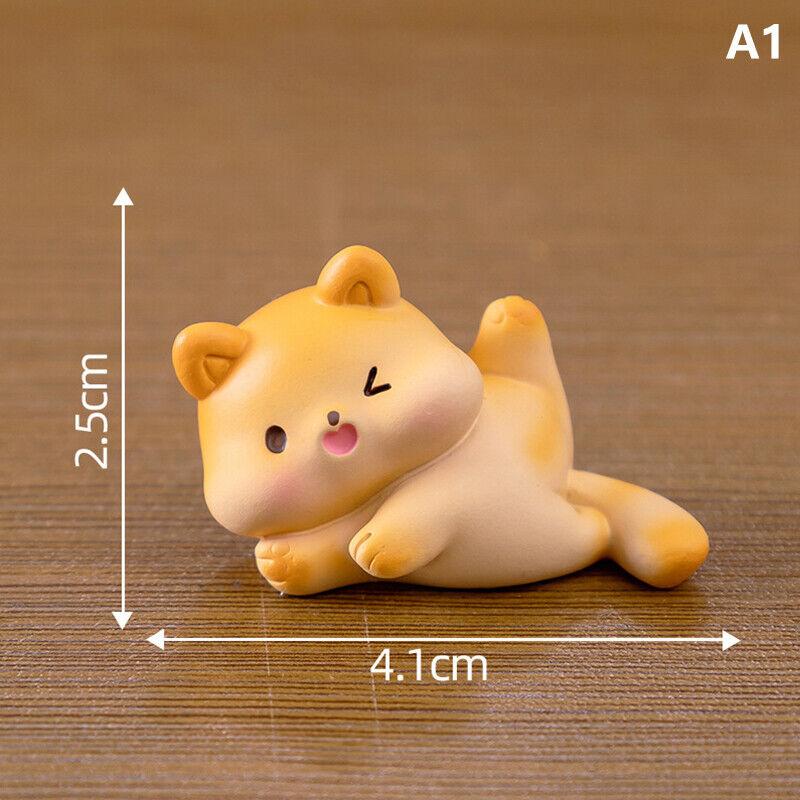 Cute Figurines Miniature Cartoon Chubby Cat Resin Ornament Micro Landscape D GF