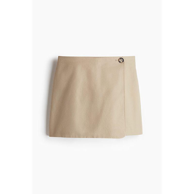 

HM Women s Culottes Fall 2025 New Arrival Minimalist Design Denim Twill Short Pantskirt 1272552 Beige 155/60