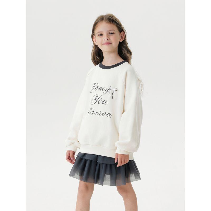Mark Jenny Girls' Stereo Bow Letter Sweatshirt Kidsren's Pullover 2026 Spring New Style 551202