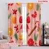 2pcs,2D Plane Printing Light Filtering Curtains Christmas Bows Candy Cane Ornaments (4) 100% Polyester (without Rod) All Seasons