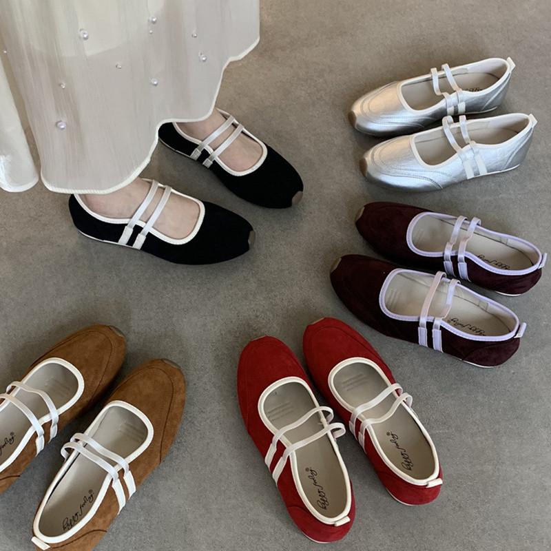 Fashion IPPEUM Ballet Sneakers Shoes Red Ballet Sneakers Round Toe Ballerinas Flats