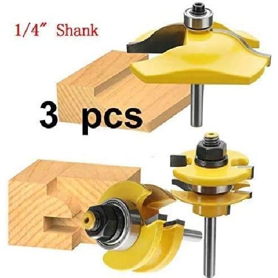 3pcs 1/4 Inch Shank Ogee Rail and Stile Ogee Raised Panel Router Bit Set