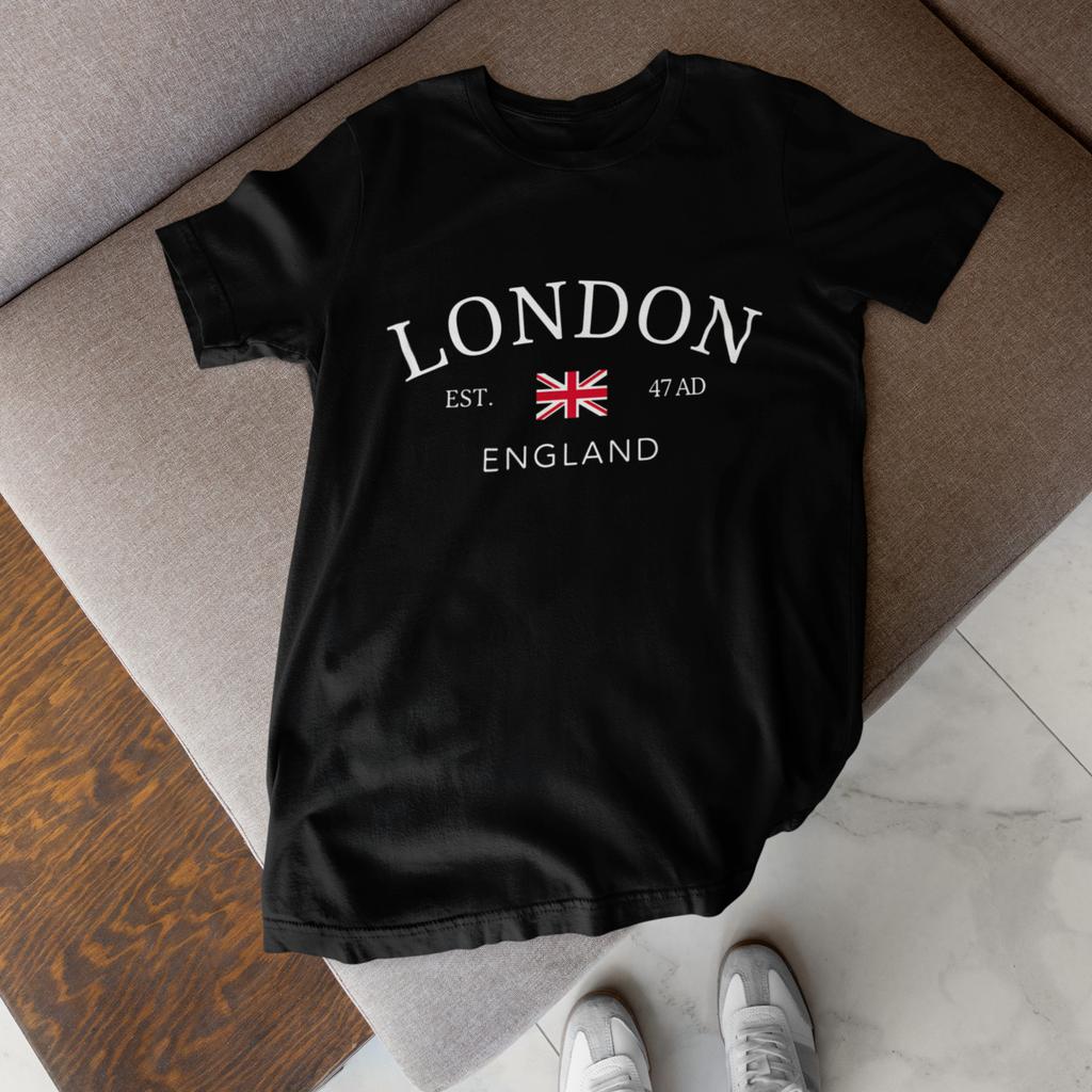 London England Union Jack Flag Travel Tourist Graphic T-Shirt Vintage Tee